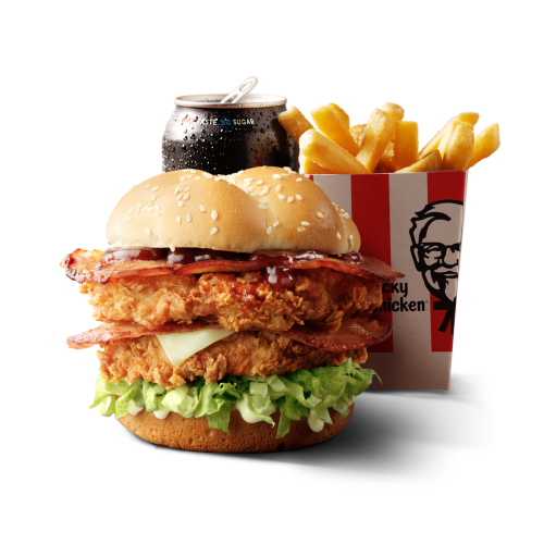 BBQ Bacon Stacker Burger Combo (1032 1312 CALS) Eats Bible